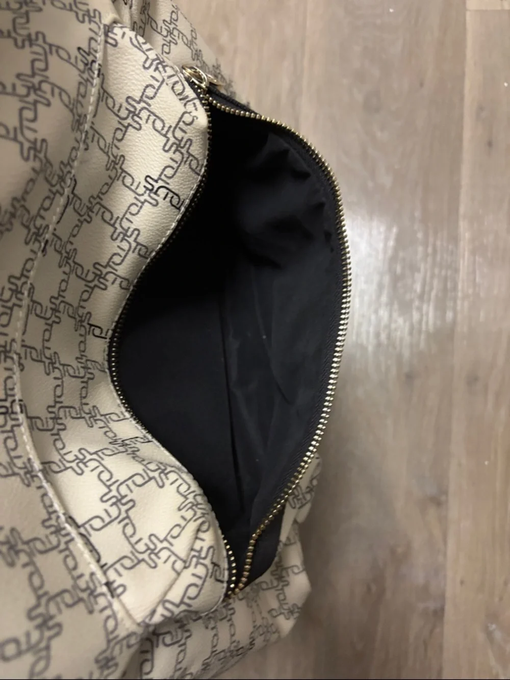 Cream‎ Monogram Backpack with Black Accents